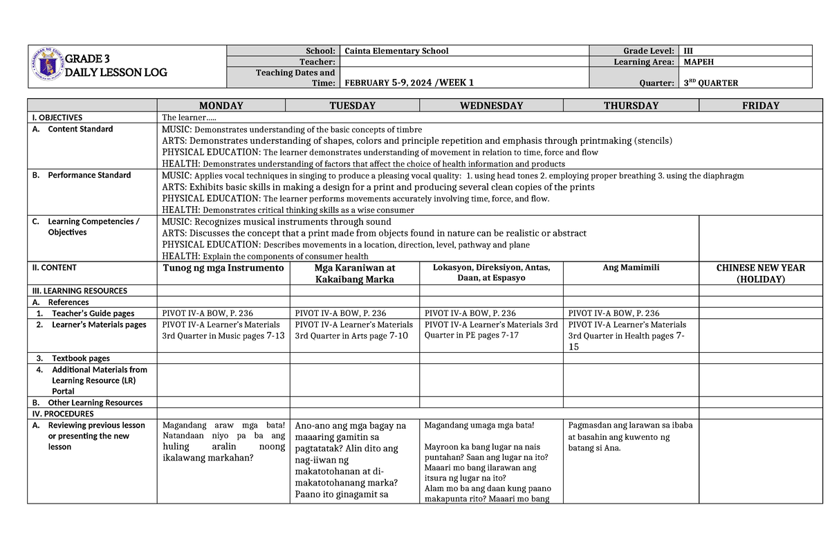 assignment grade 3