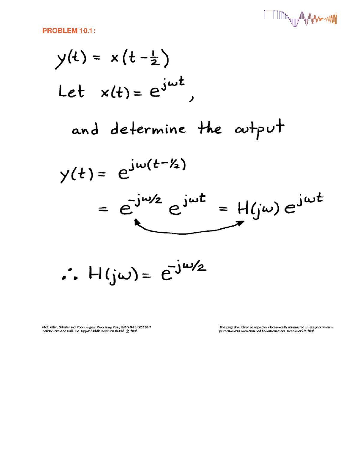 Chap10sp1solutions 물리전자공학1 McClellan, Schafer and Yoder, Signal