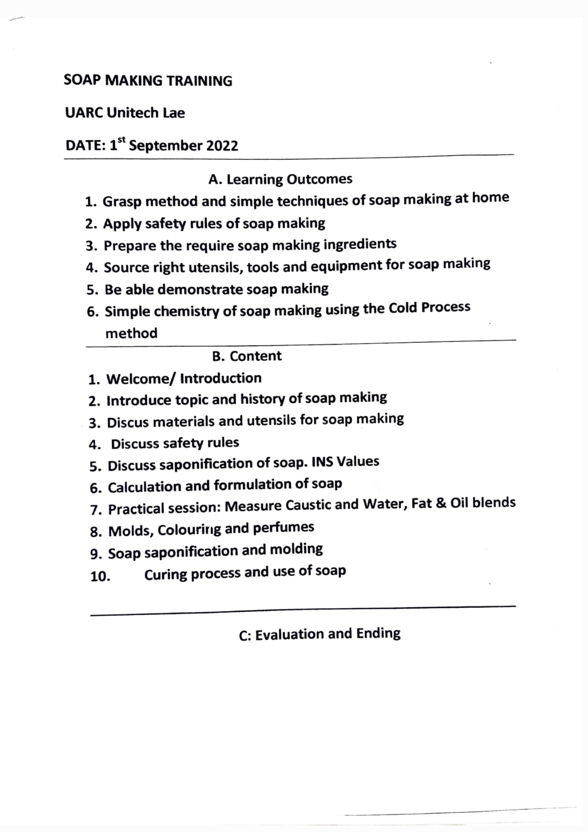 Soap Making Training Solutions manual Electrical & Communications