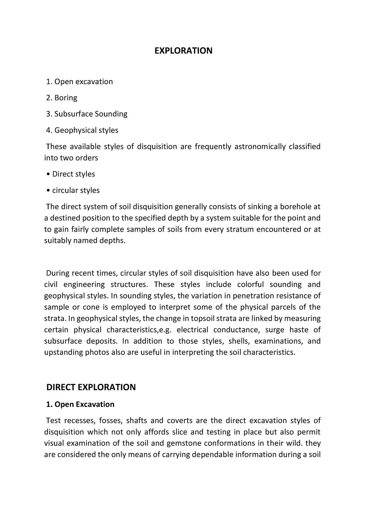 Soil Exploration Exploration Open Excavation Boring Subsurface Sounding Geophysical Styles