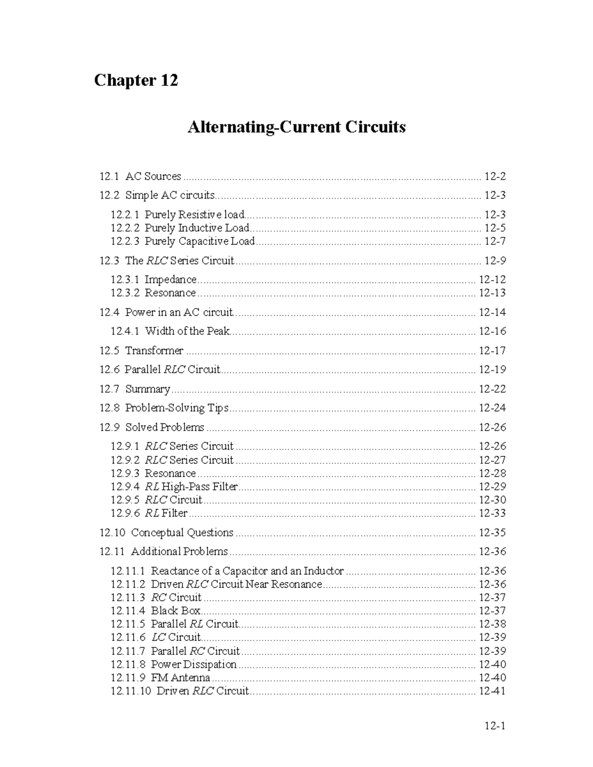 PHYS 302 Lecture Notes 1 AC Circuit Theory - Alternating-Current ...