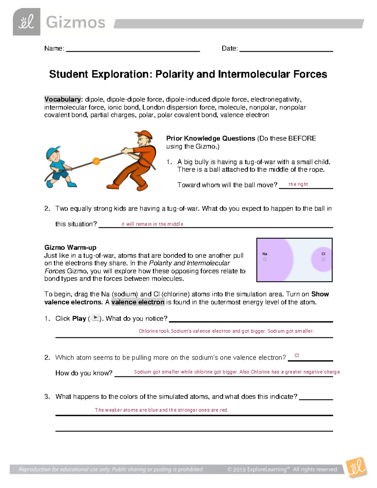 Gizmo - Polarity And Intermolecular Forces - Name: Date: Student ...