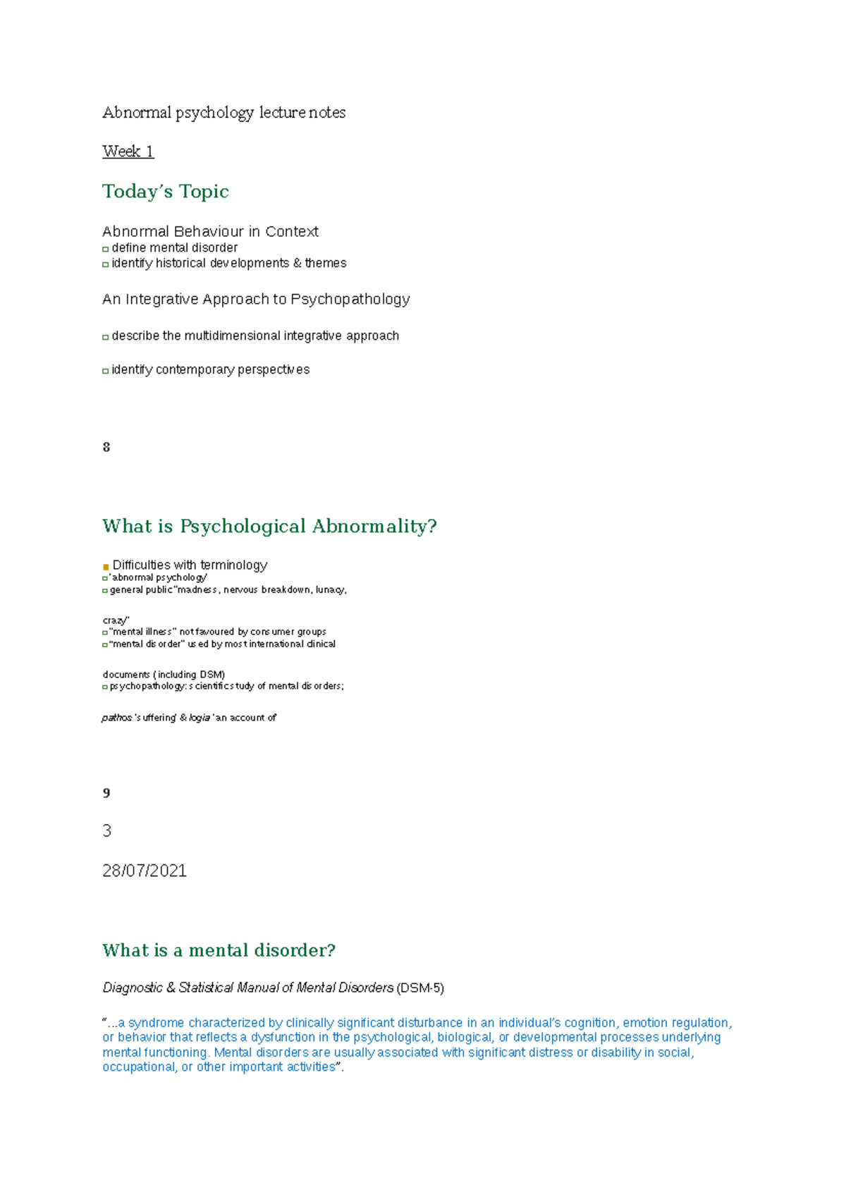 Abnormal Psychology Lecture Notes - . Syndrome Characterized By ...