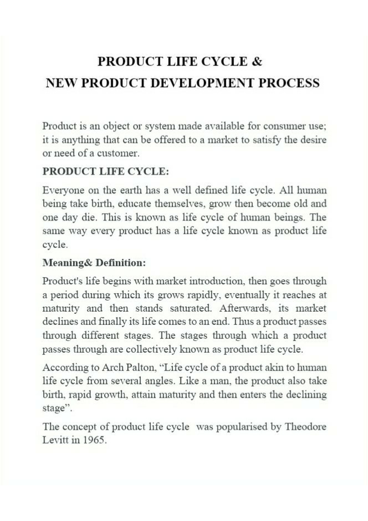 product life cycle importance essay