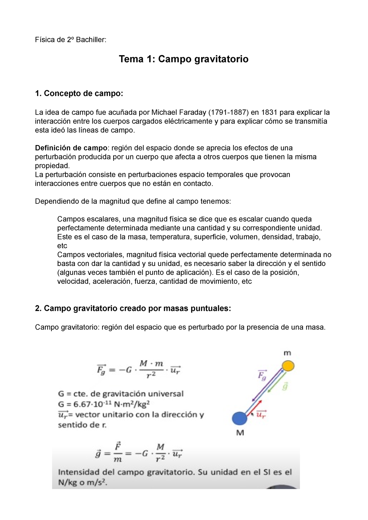 Tema 1 Campo Gravitatorio - Física De 2º Bachiller: Tema 1: Campo ...