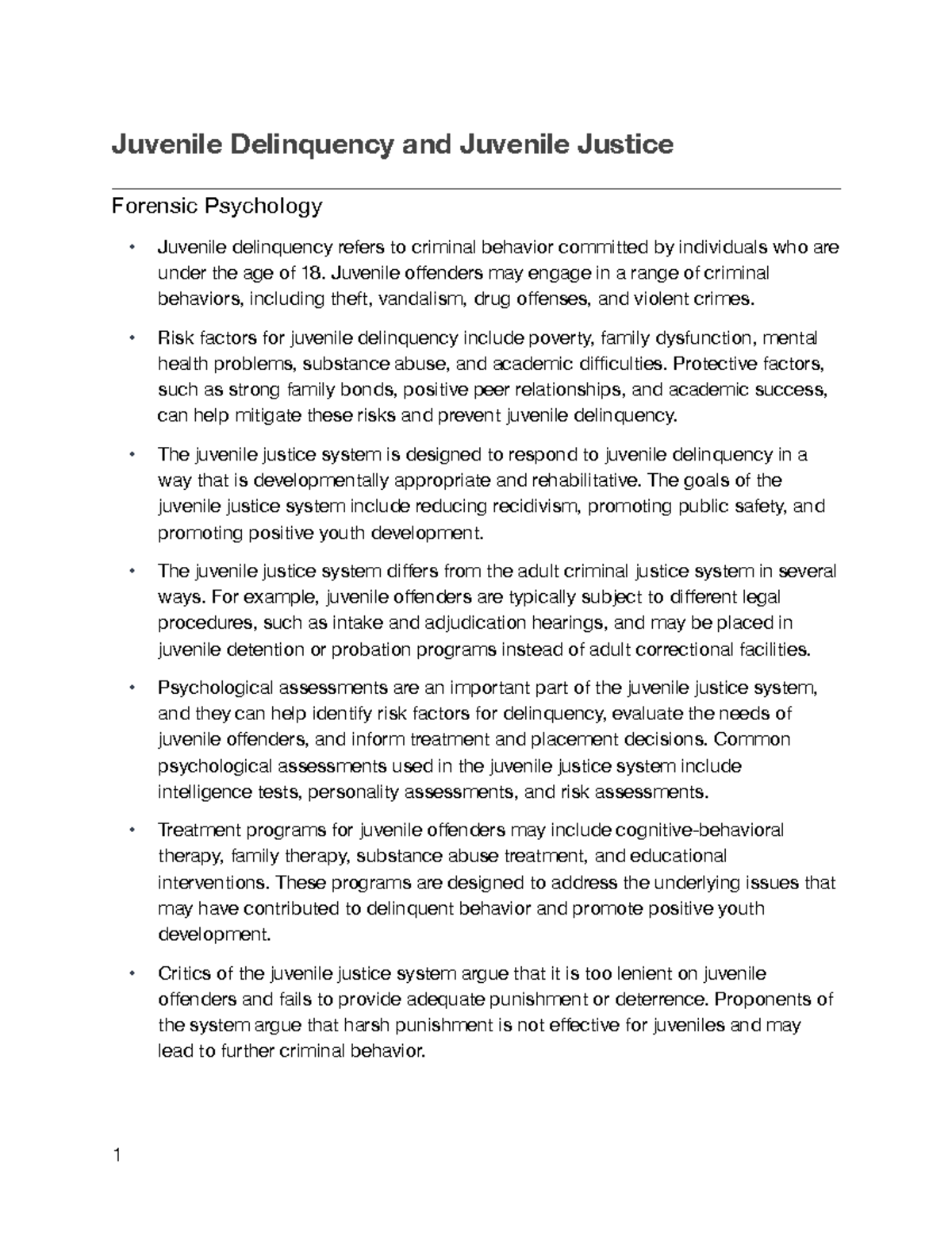 Juvenile Delinquency And Juvenile Justice Notes - Juvenile Delinquency ...