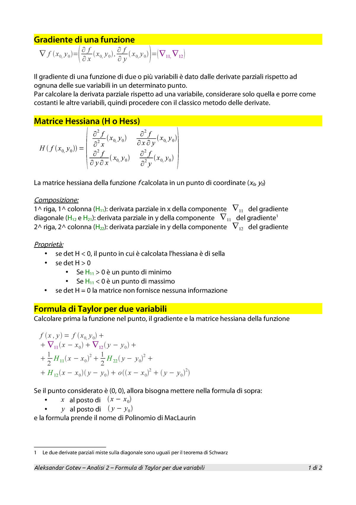 Sviluppo In Serie Di Taylor.Polinomio Di Taylor In Due Variabili Analisi Matematica 2 Studocu