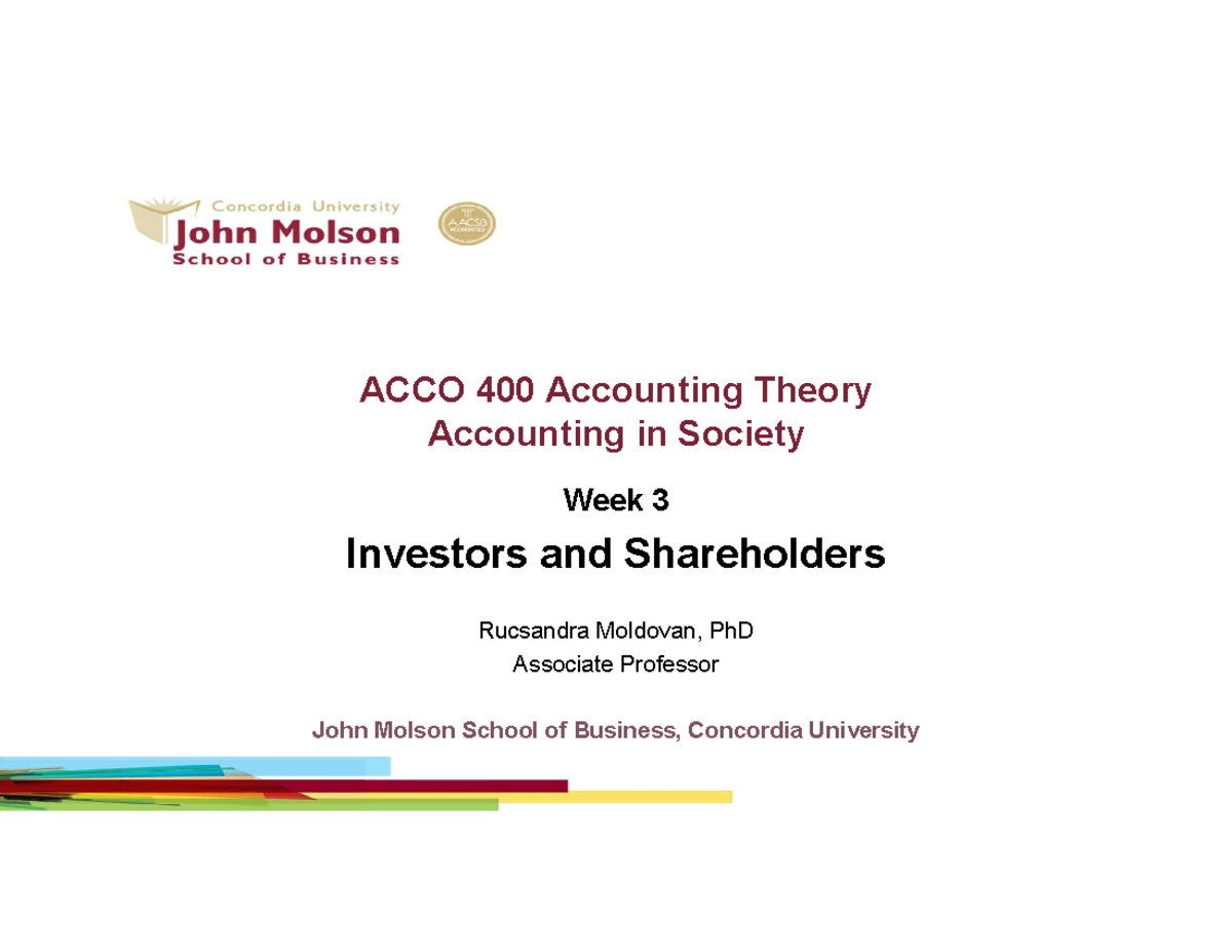 Week 3 Key Work Slides - ACCO 400 Accounting Theory Accounting in ...