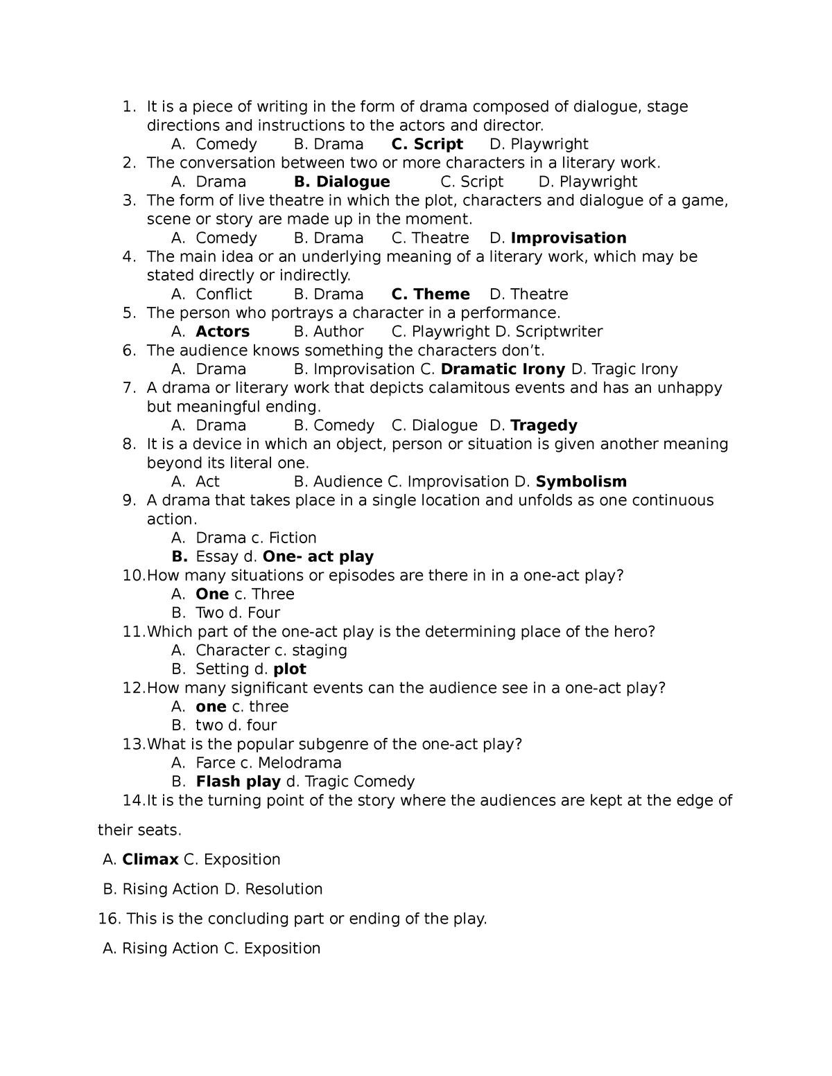 creative writing test questions for grade 12