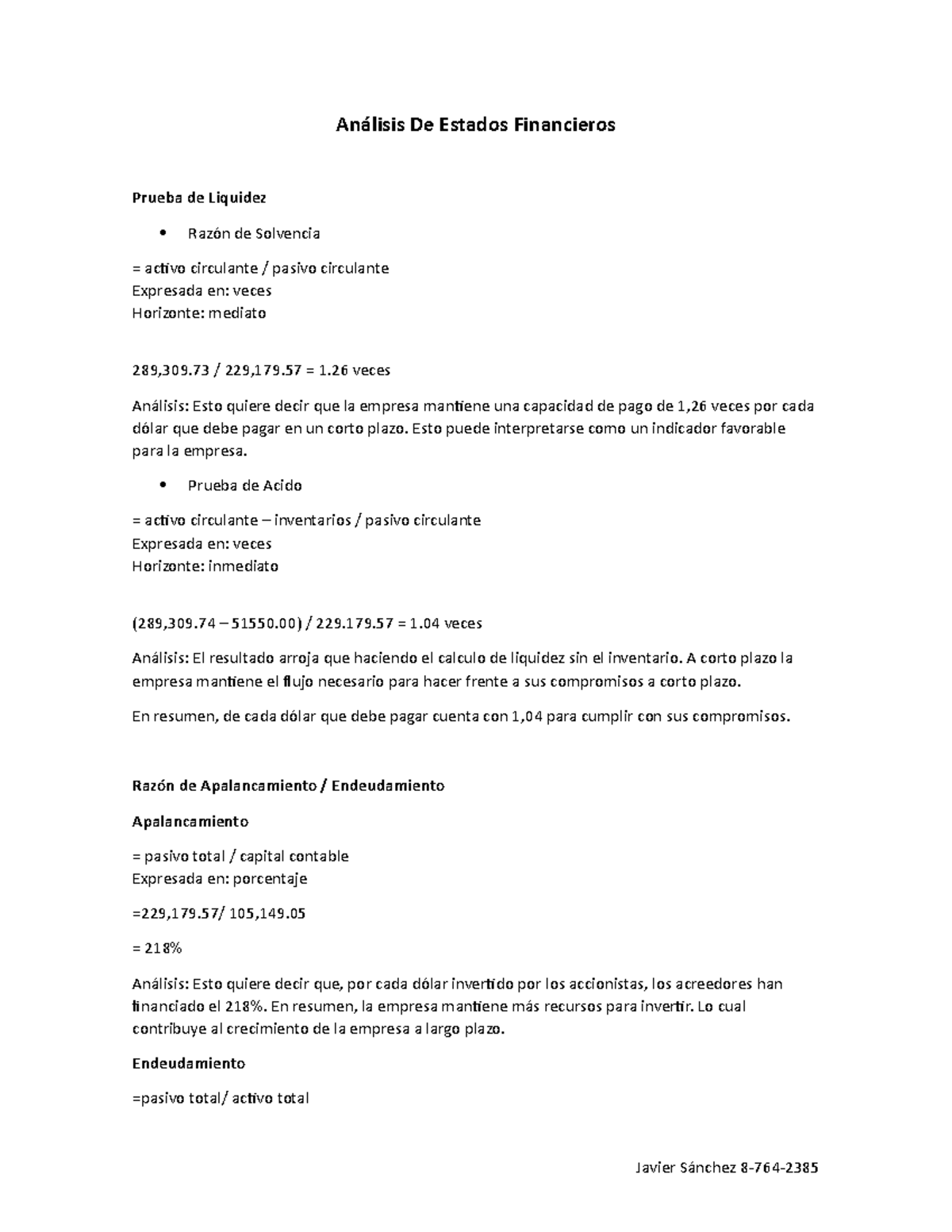 Analisis De Estados Financieros Prueba Final 27082019 An lisis De