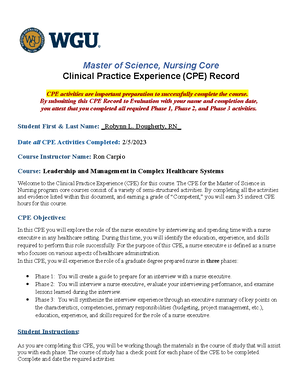 D025 Task2RD - Coursework - By Robynn L. Dougherty, RN Western Governor ...