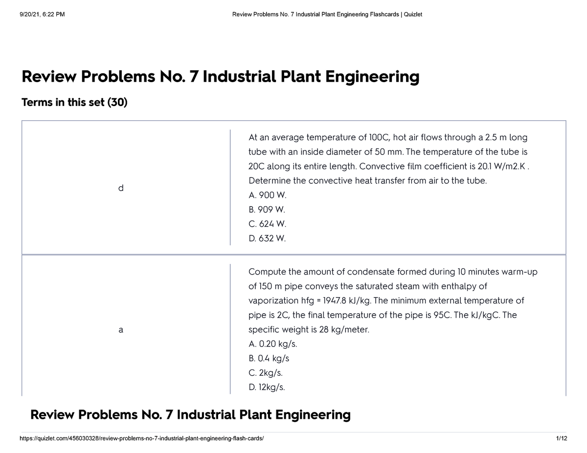 industrial-plant-engineering-flashcards-quizlet-review-problems-no-7