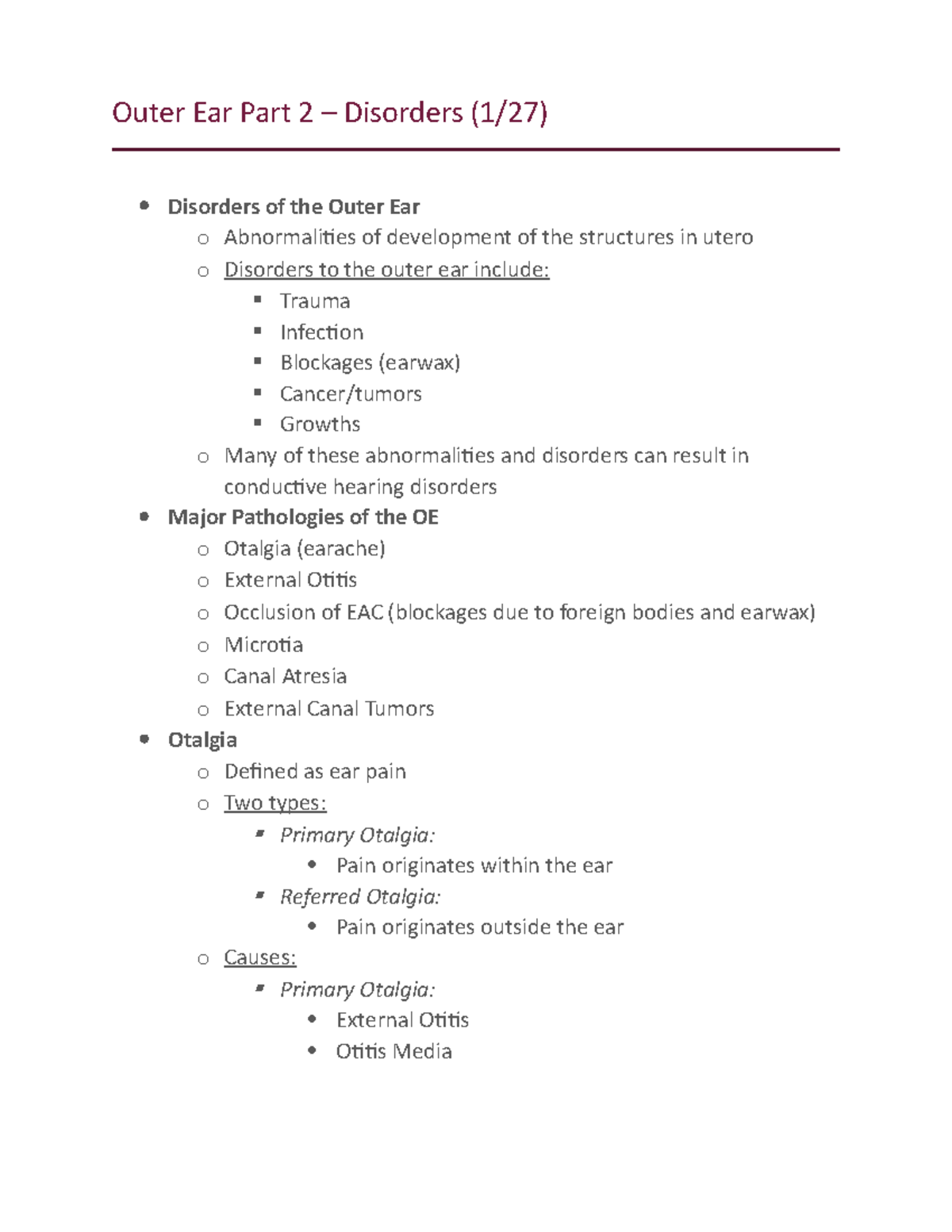 Outer Ear Part 2 - Disorders - Outer Ear Part 2 – Disorders (1/27 ...