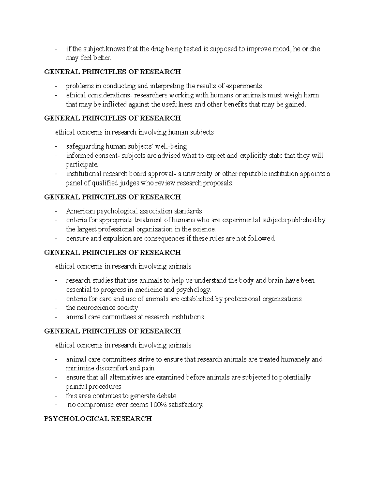 General Principles OF Research Notes 6 - if the subject knows that the ...