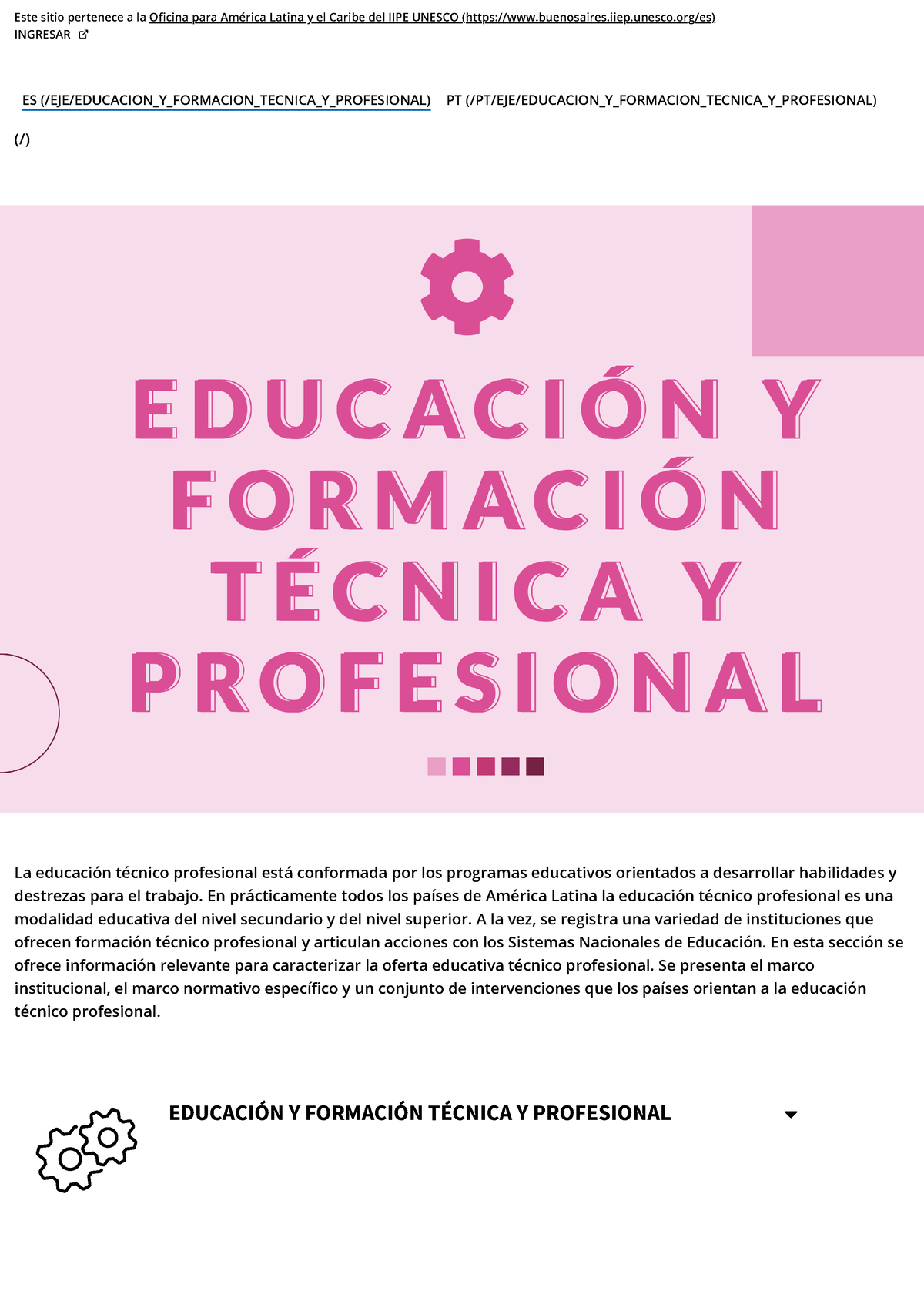 Educación Y Formación Técnica Y Profesional Siteal - Este Sitio ...