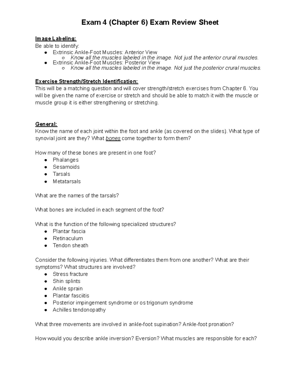 Exam 4 Review Sheet (CH 6) - Exam 4 (Chapter 6) Exam Review Sheet Image ...