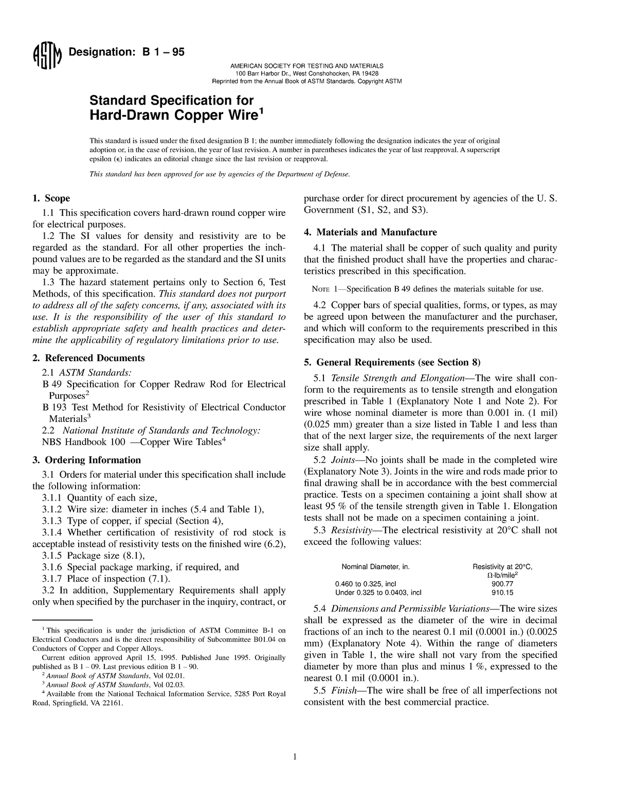 B1 - Standard - Designation: B 1 – 95 Standard Specification For Hard ...