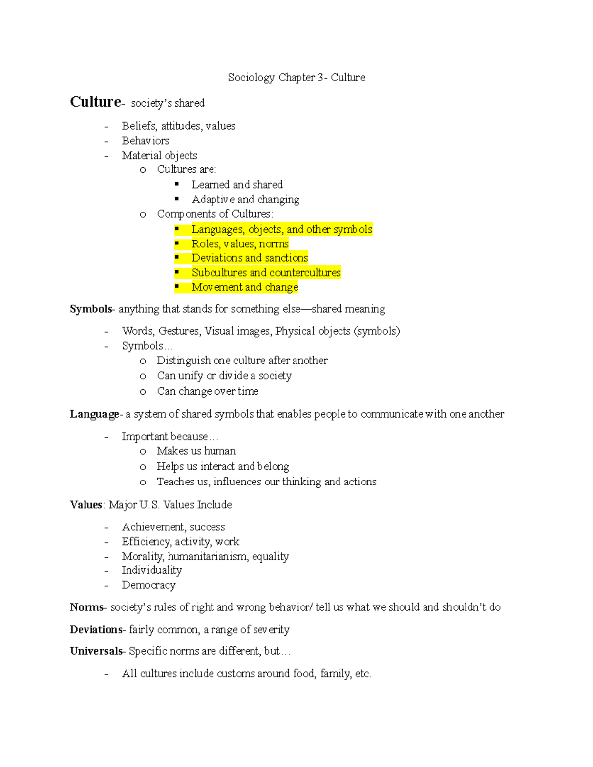 Sociology Chapter 3 - Professor Sherwood Notes - Sociology Chapter 3 ...