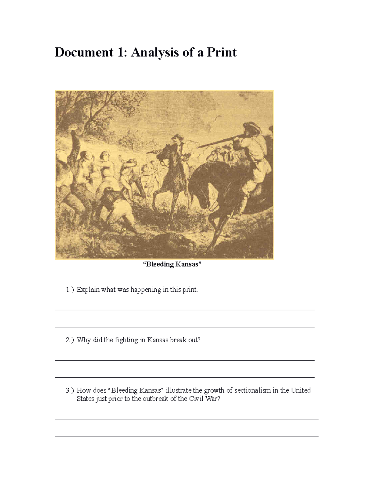 Uncle toms cabin DBQ Document 1 Analysis of a Print “Bleeding Kansas