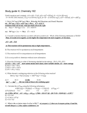 Chem 162 Practice Final Exam - Final Practice Exam *NOTE: The first 14 ...