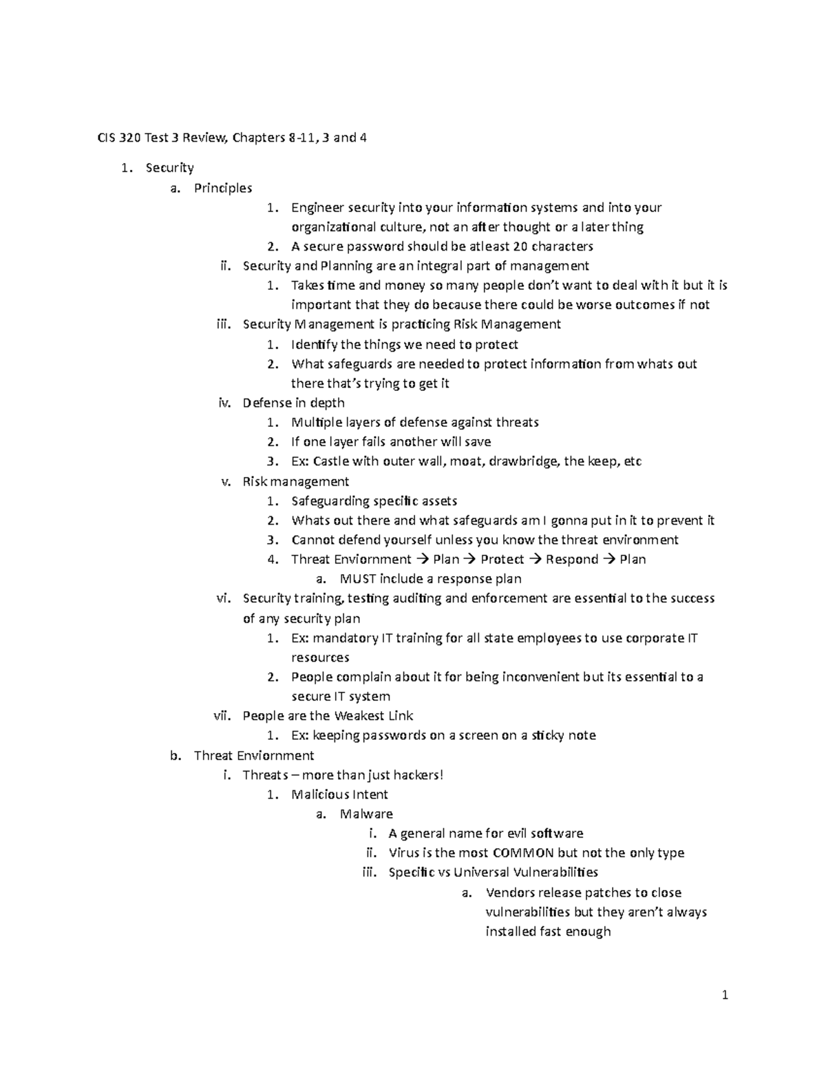 2020-CIS 320-study guide 3 - CIS 320 Test 3 Review, Chapters 8-11, 3 ...