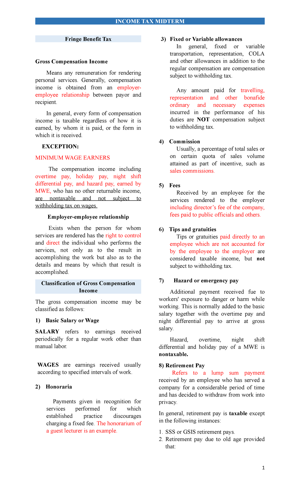 TAX PPT6 Fringe Benefit - Fringe Benefit Tax Gross Compensation Income ...