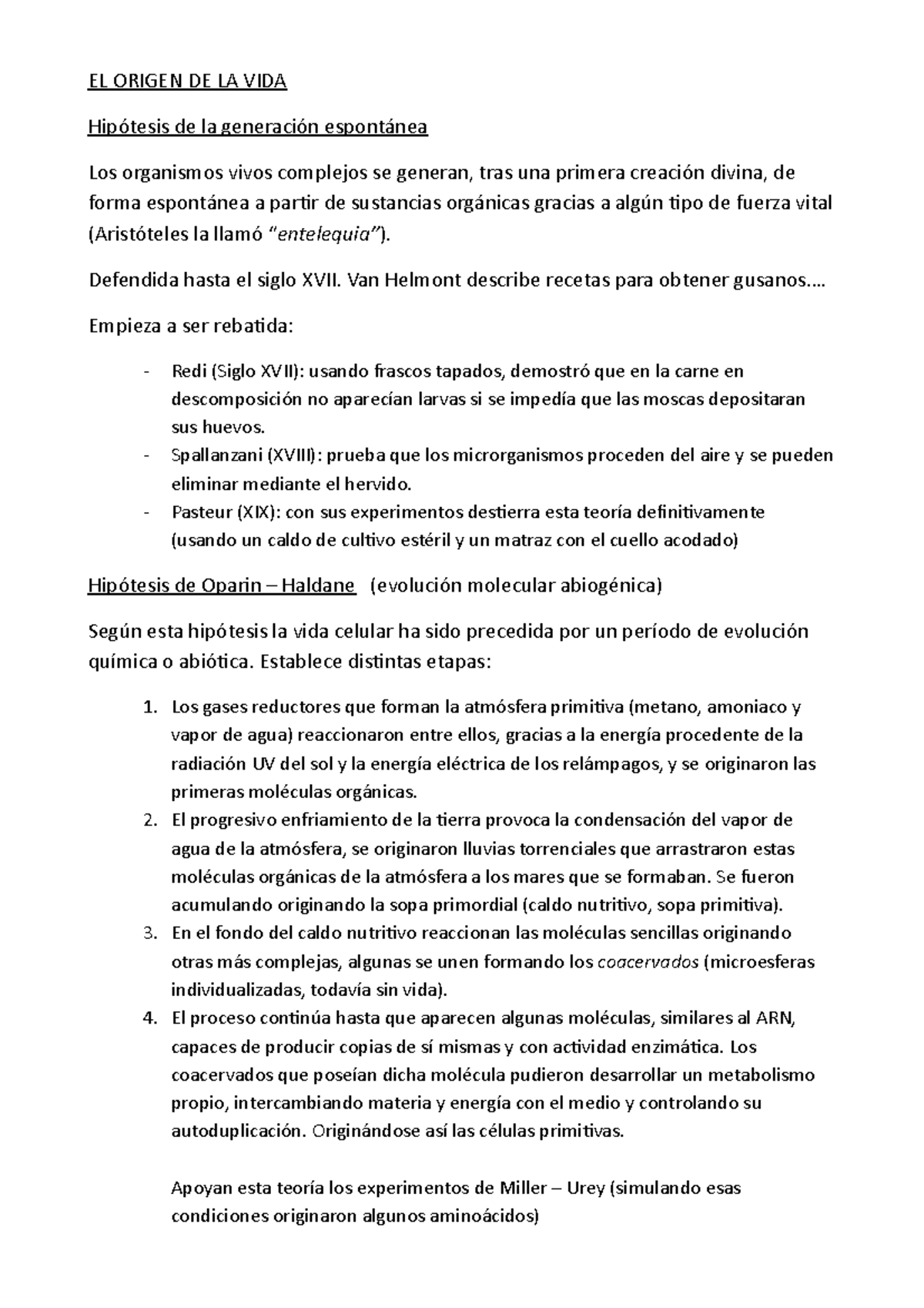 Origen de la vida hierro sulfuro EL ORIGEN DE LA VIDA Hipótesis de la generación espontánea Origen de la vida hierro sulfuro EL ORIGEN DE LA VIDA Hipótesis de la generación espontánea
