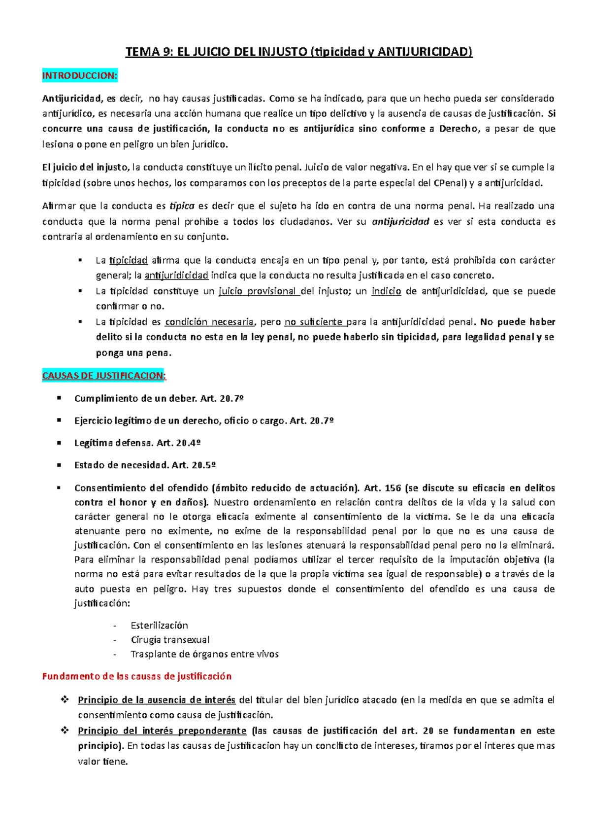 TEMA 9 - el juicio del injusto - TEMA 9: EL JUICIO DEL INJUSTO ...