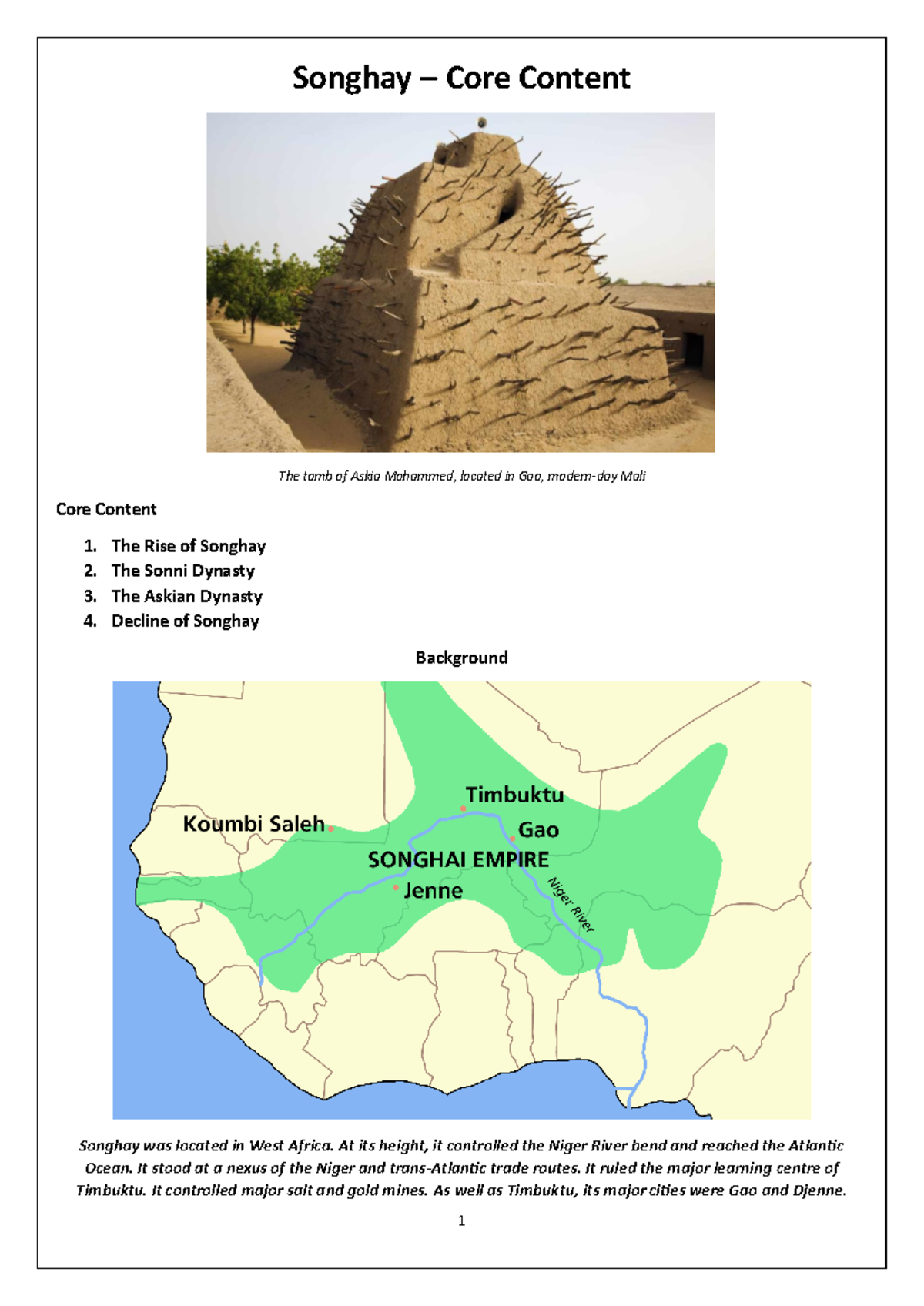 Songhai Core Content (2)-1-9 - Songhay – Core Content The tomb of Askia ...