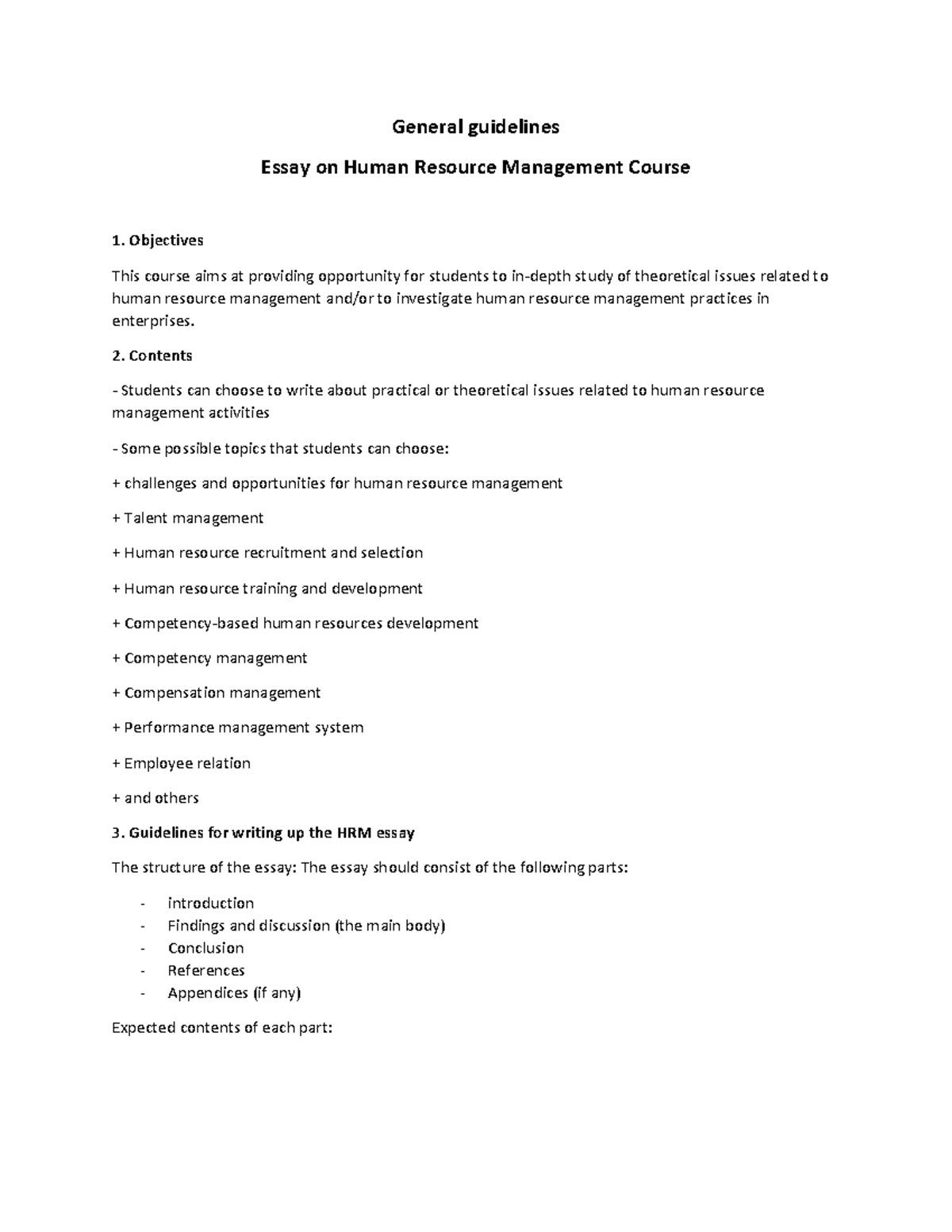 guidelines-for-essay-on-human-resource-management-course-objectives