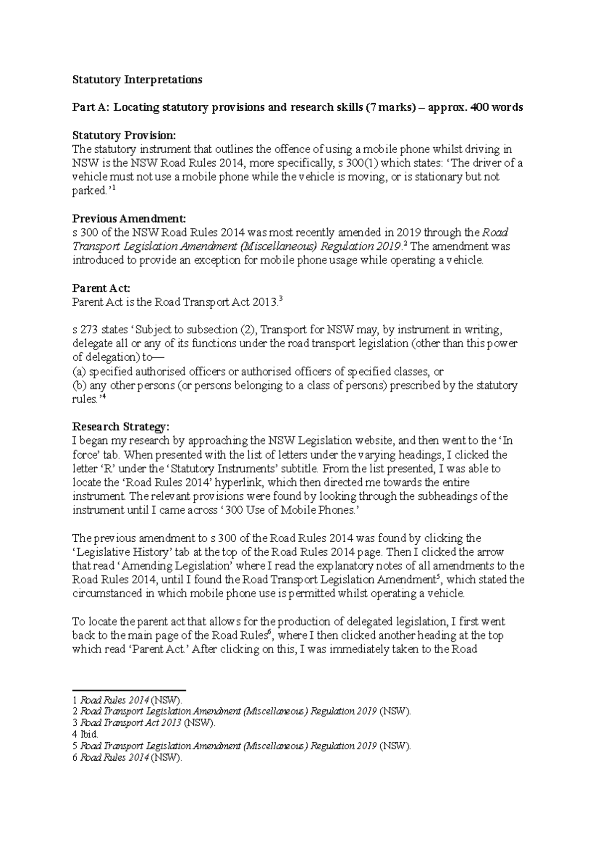 Statutory Interpretations Task - Statutory Interpretations Part A ...