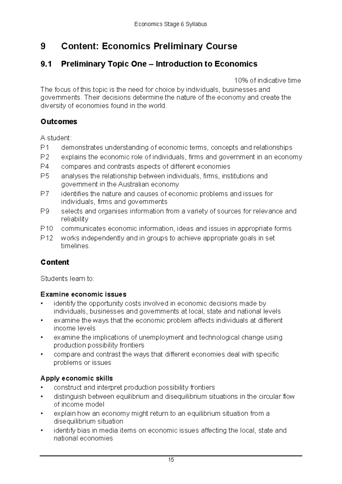 Prelim ECON Syllabus MUST READ - 9 Content: Economics Preliminary ...