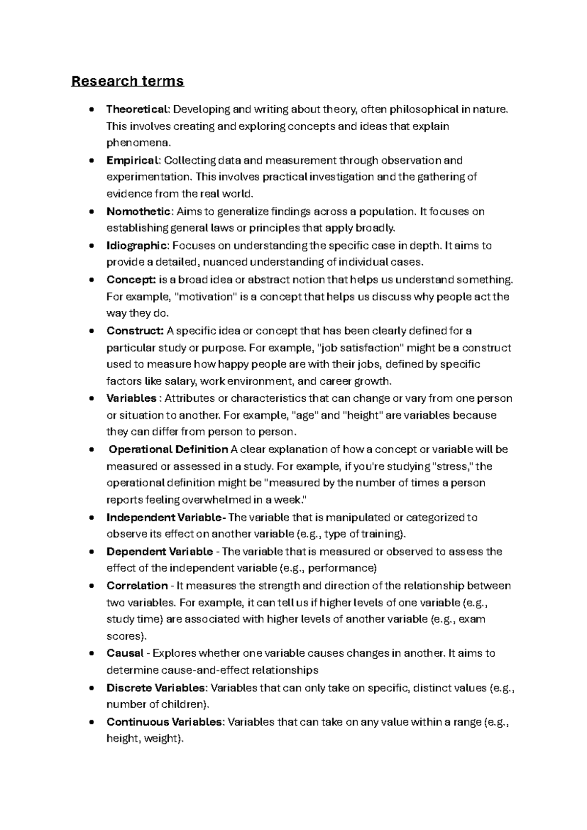 Research terms - Research terms Theoretical: Developing and writing ...