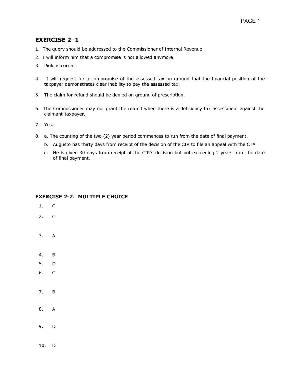 Pdfcoffee - Practice Materials - EXERCISE 2– 1. The Query Should Be ...