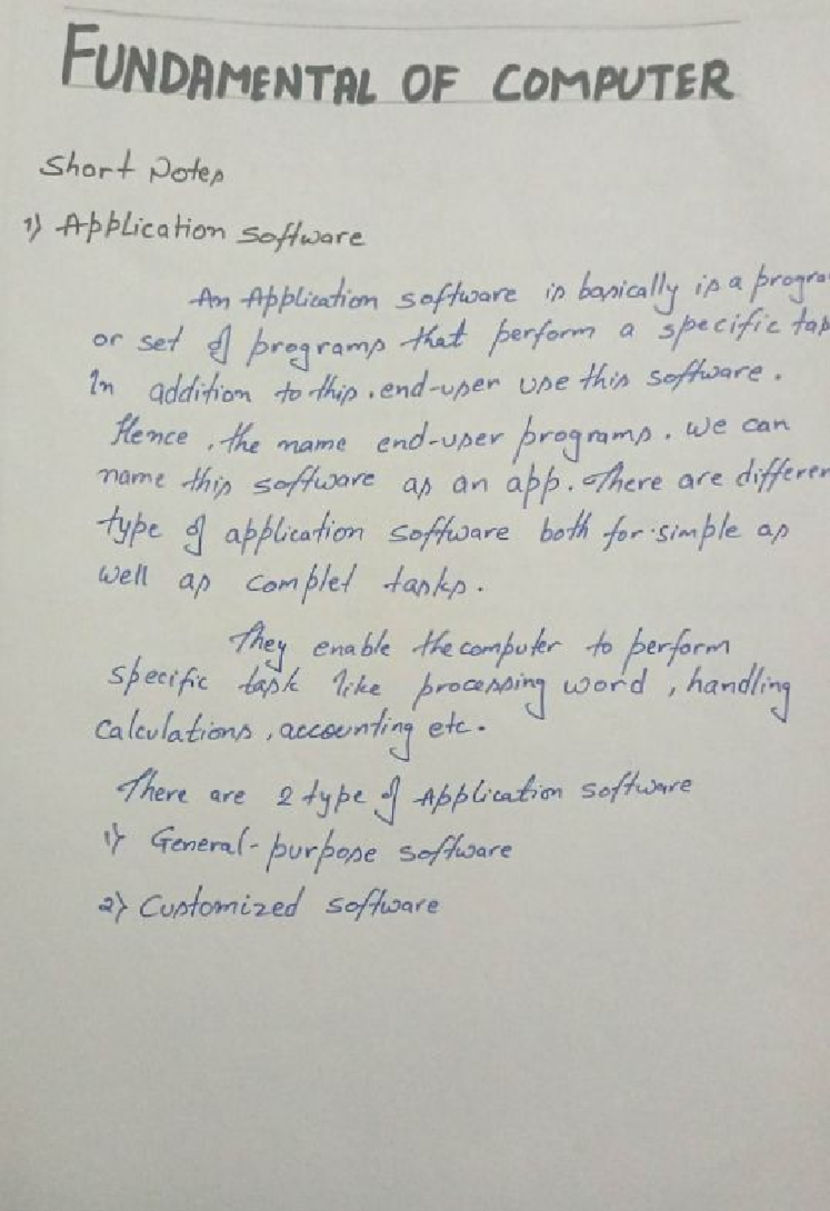 computer Fundamental lab manual - F UNDAMENTAL OF COMPUTER Short Note ...