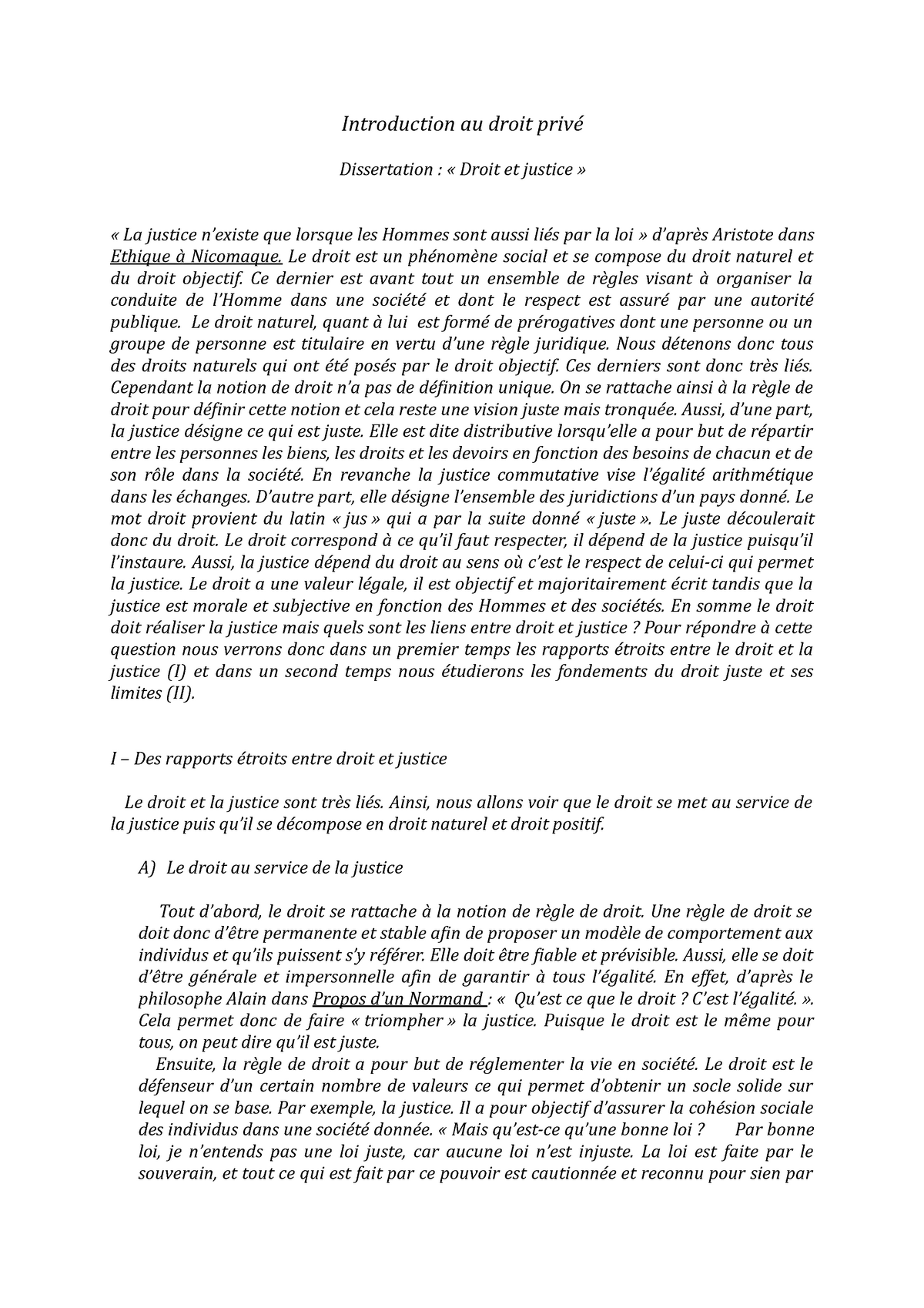 dissertation philo droit et justice