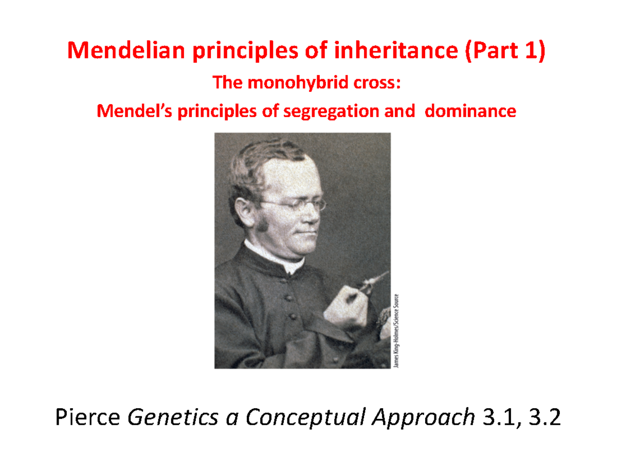 3 Mendel Part 1 - Mendelian Principles Of Inheritance (Part 1) The ...