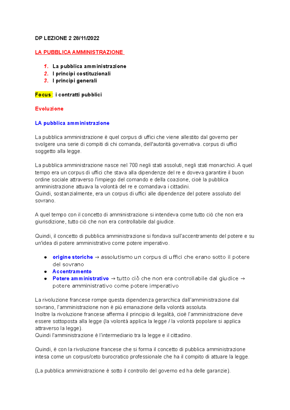 DP Lezione 2 la pubblica amministrazione - DP LEZIONE 2 28/11/ LA ...