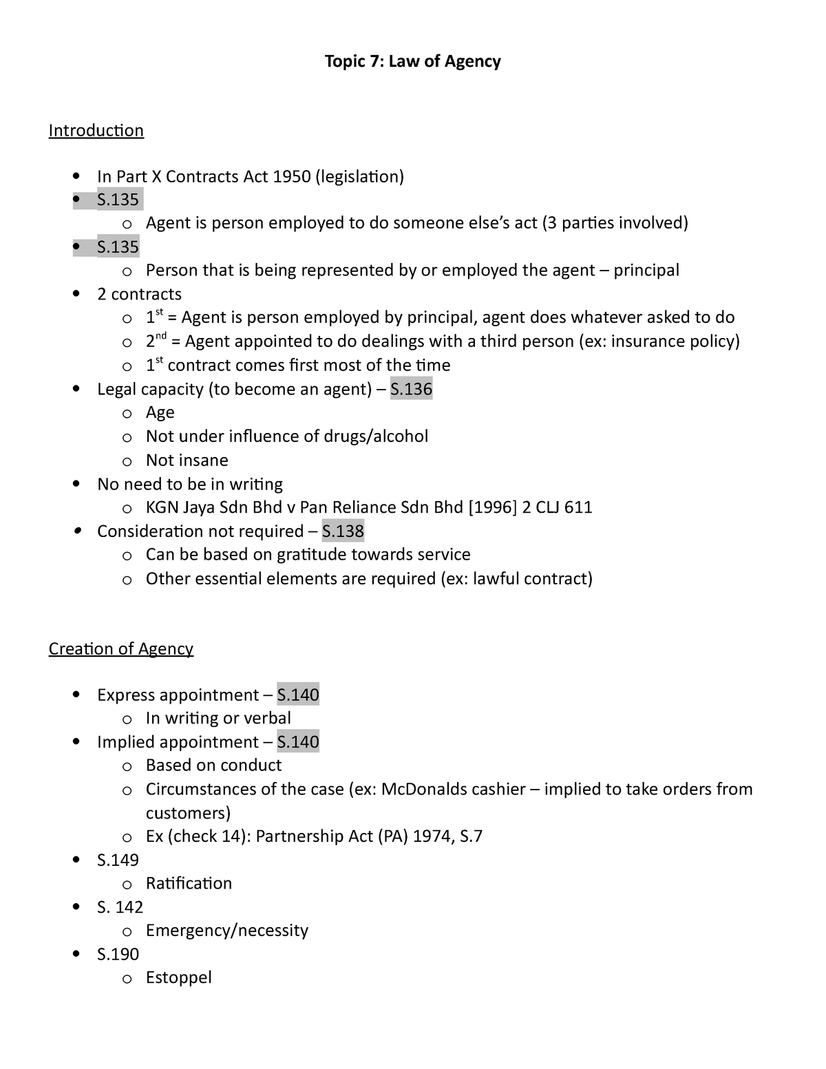 law of agency assignment