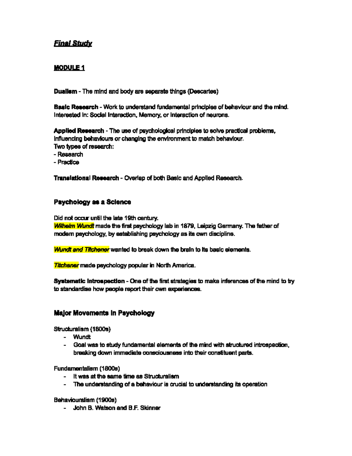 PSY1101 Study - PSY1101 - Studocu