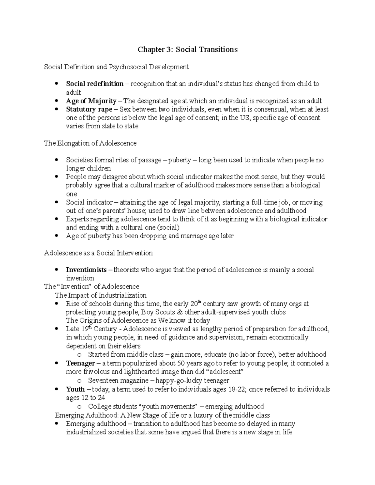 Ch. 3 Social Transitions Chapter 3 Social Transitions Social