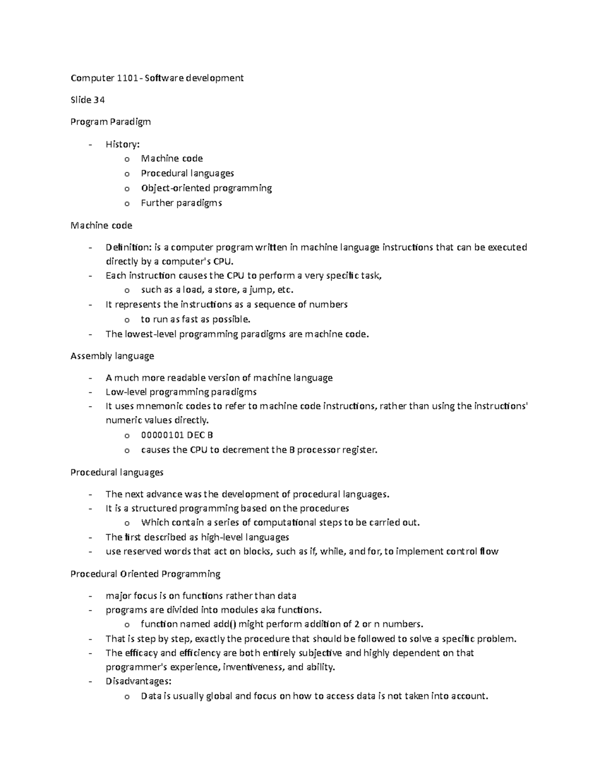 Software development notes - Computer 1101- Software development Slide ...