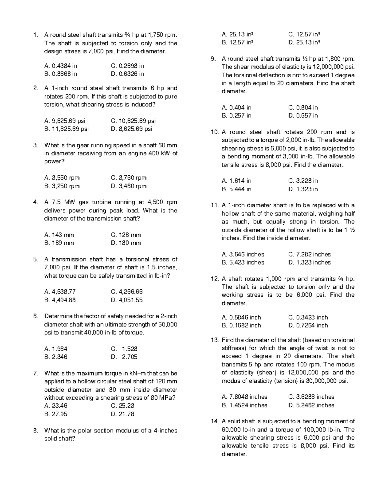 Shafting Problems It Is Practice Problem For Board Exam To Help Shafting Problems It Is Practice Problem For Board Exam To Help