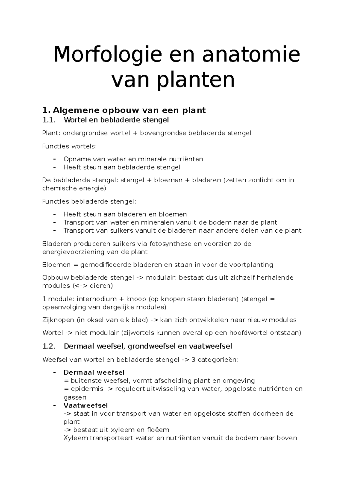 Morfologie En Anatomie Van Planten - Morfologie En Anatomie Van Planten ...