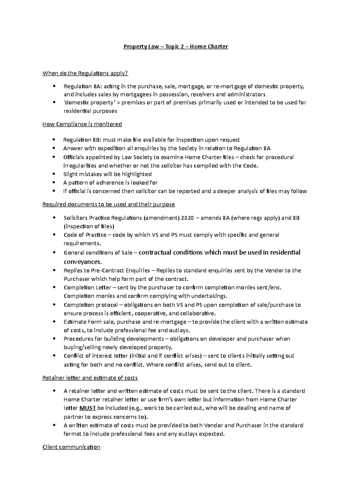Property Law Topic 2 Home Charter Property Law Topic 2 Home