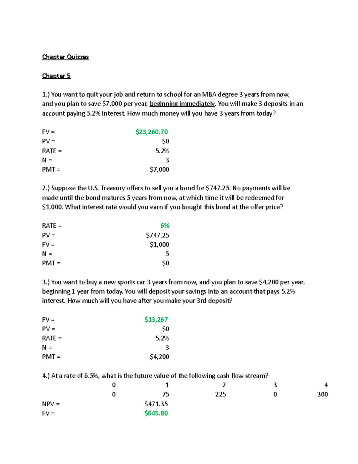 Financial Management Exam 2 Review - Chapter Quizzes - Chapter Quizzes ...