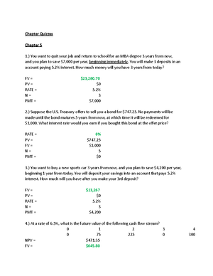 Financial Management Exam 2 Review - Chapter Problems - Chapter ...