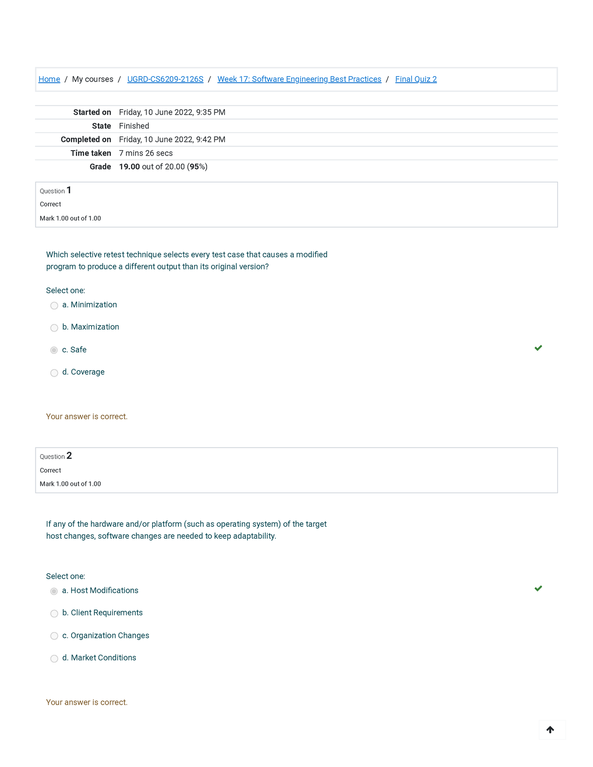 Final Quiz 2 Attempt review - Home/My courses/ UGRD-CS6209-2126S/ Week ...