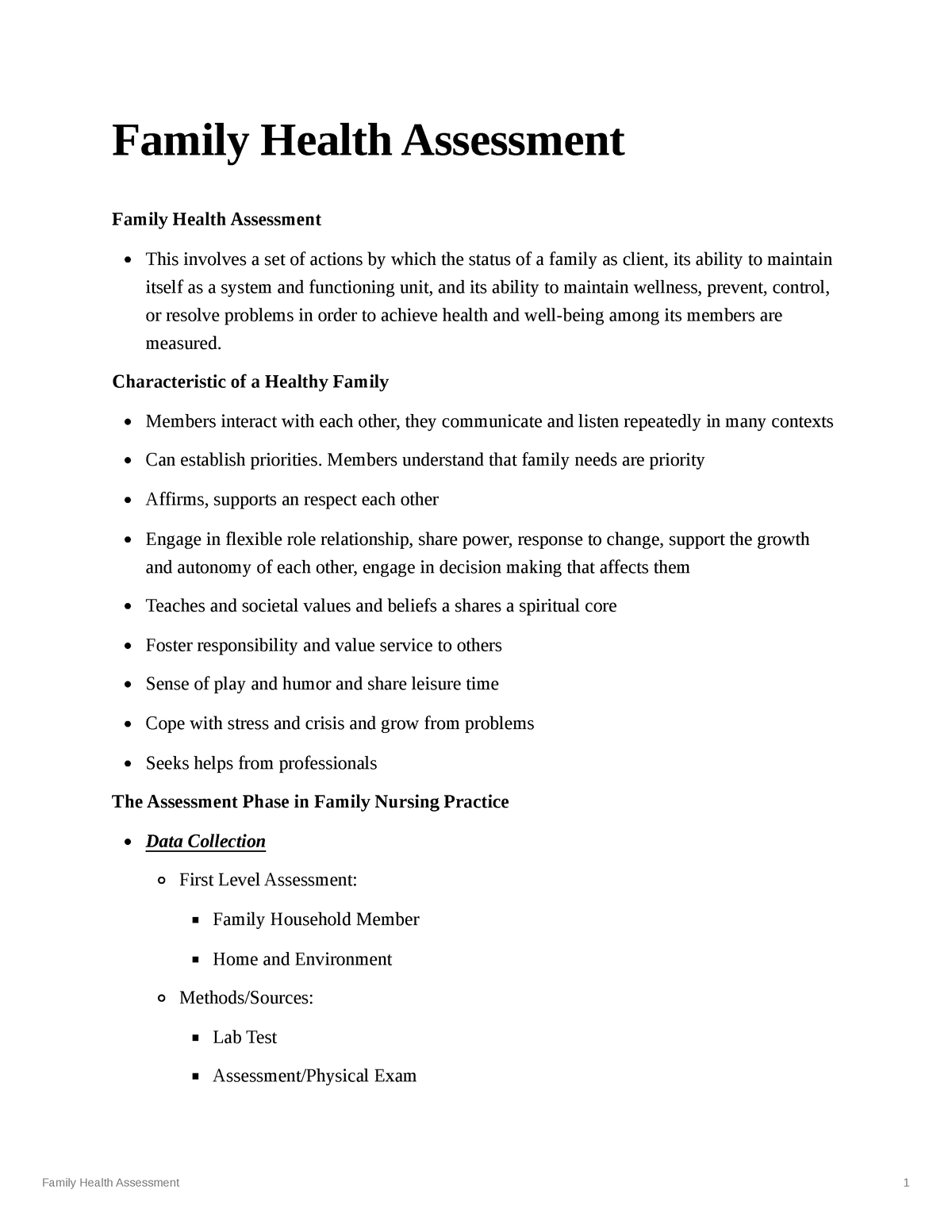 NCM 104 Lec - Family Health Assessment - Family Health Assessment ...