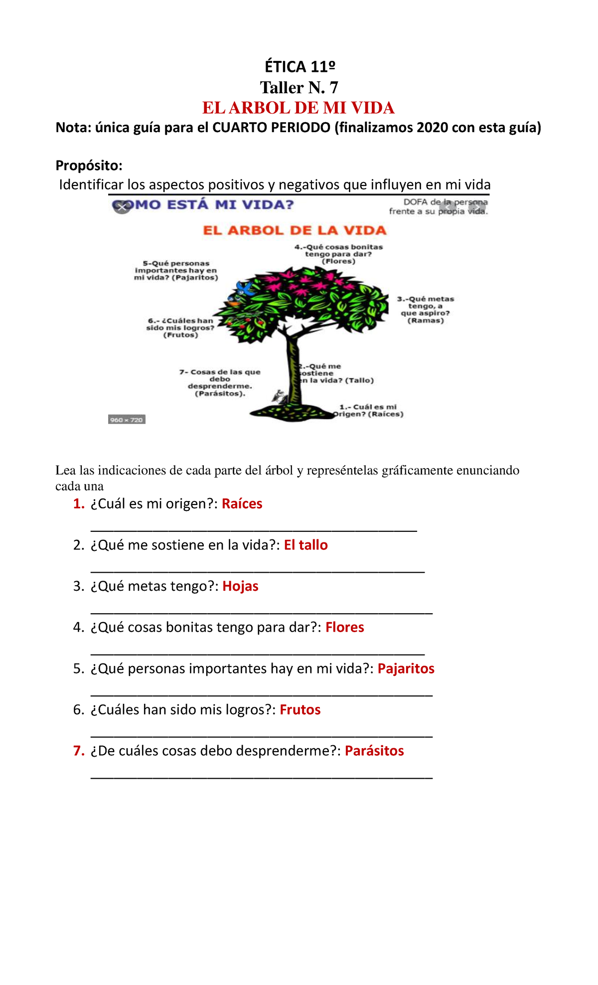 Arbol DE VIDA - .. 11∫ Taller N. 7 EL ARBOL DE MI VIDA Nota: ̇nica guÌa ...
